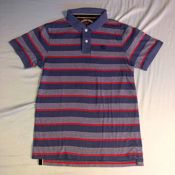 Vintage Medium Men’s Hilfiger Denim Red And Blue Striped Polo Shirt - Picture 1 of 1